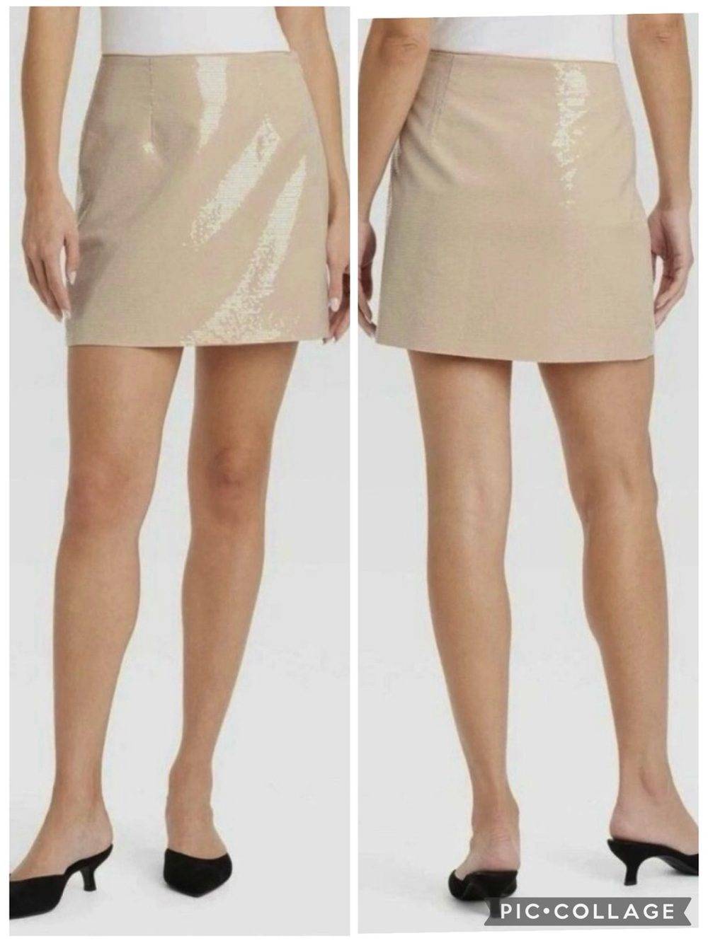 A New Day Tan Beige Sequin A-line Mini Skirt NWT 14 Cocktail Party